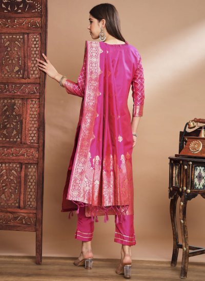 Pant Style Suit Woven Cotton Silk in Pink