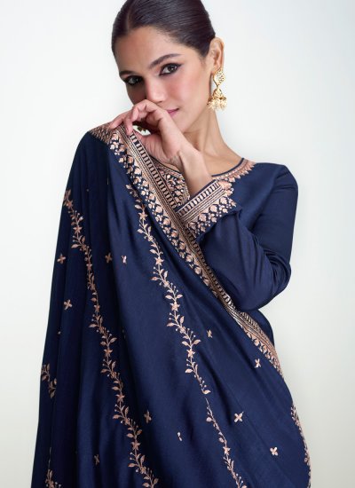 Paramount Silk Blue Trendy Salwar Kameez