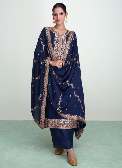 Paramount Silk Blue Trendy Salwar Kameez