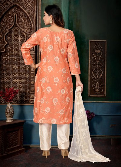 Peach Chanderi Silk Festival Trendy Salwar Suit