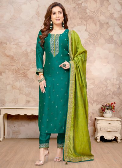 Perfect Embroidered Silk Rama Pant Style Suit