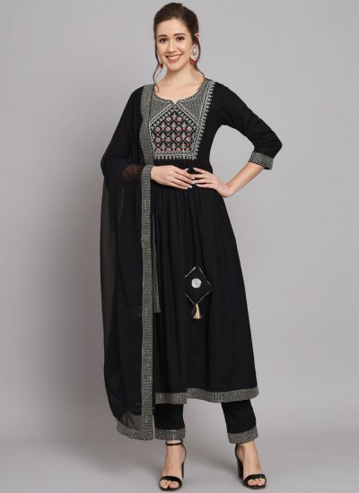 Phenomenal Embroidered Black Trendy Salwar Kameez 