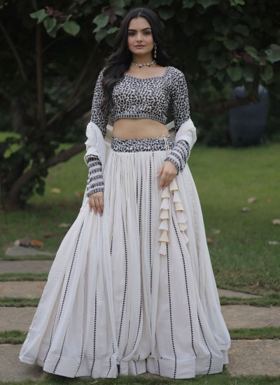 Buy 44/L Size White Cotton Lehenga Choli Online for Women in USA