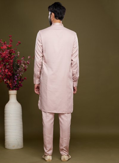 Pink Art Banarasi Silk Mehndi Kurta Pyjama