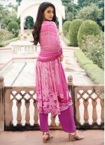 Pink Digital Print Faux Crepe Salwar Suit