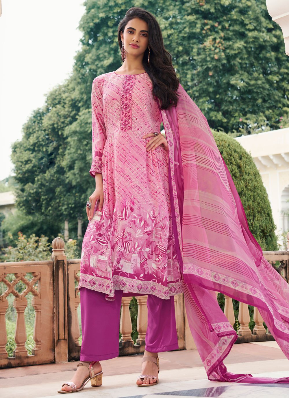 Pink Colour Salwar Suits Party Wear | Baby Pink Punjabi Suits Heavy