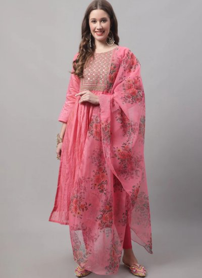 Pink Embroidered Readymade Salwar Kameez