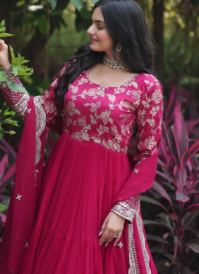 Pink Georgette Party Gown 