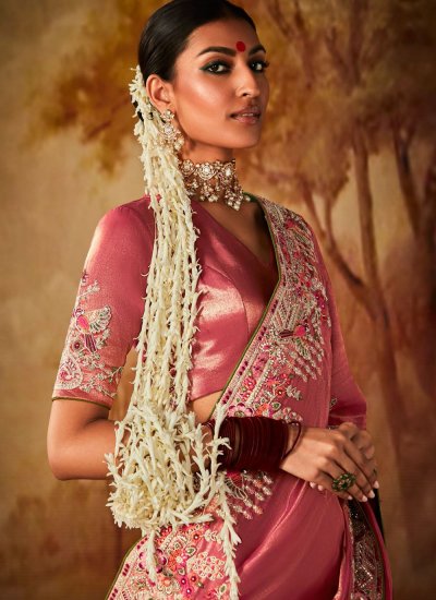 Pink Kanjivaram Silk Reception Trendy Saree