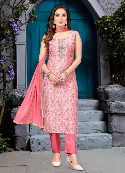 Pink Silk Festival Readymade Salwar Suit