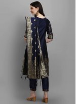 Piquant Cotton Silk Navy Blue Readymade Salwar Suit