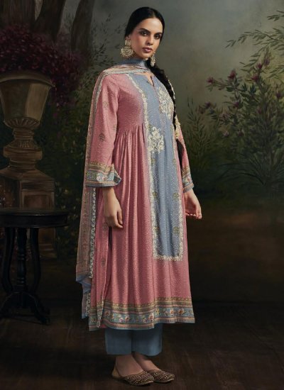 Precious Maslin Silk Digital Print Rose Pink Designer Pakistani Suit