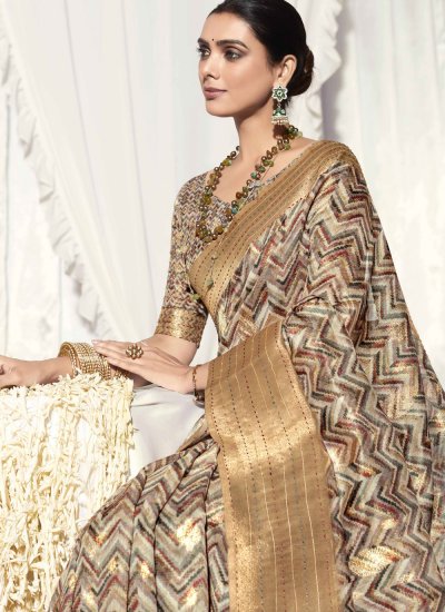 Preferable Multi Colour Woven Silk Designer Saree