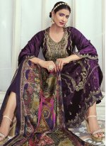 Purple Embroidered Ceremonial Pakistani Salwar Suit