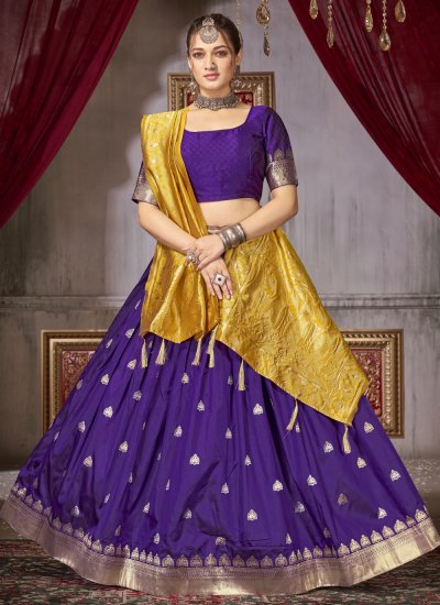 Purple Jacquard Silk Designer Lehenga Choli