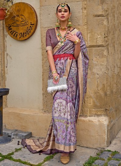 Purple Wedding Silk Designer Saree