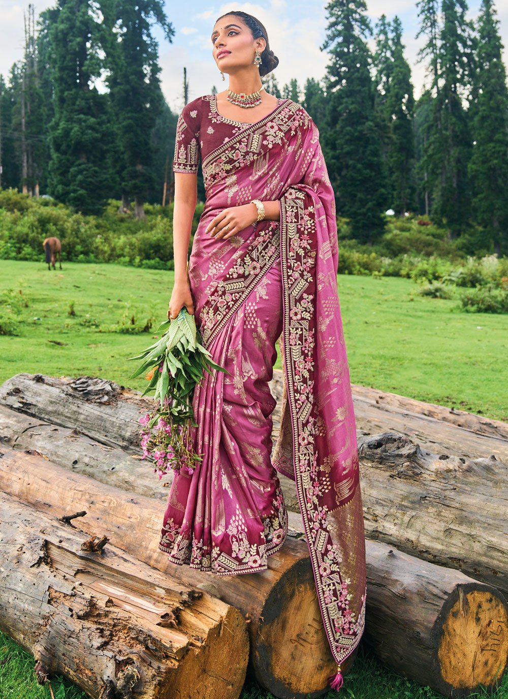 Cadillac Purple Zari Woven Kanjivaram Silk Saree – MySilkLove