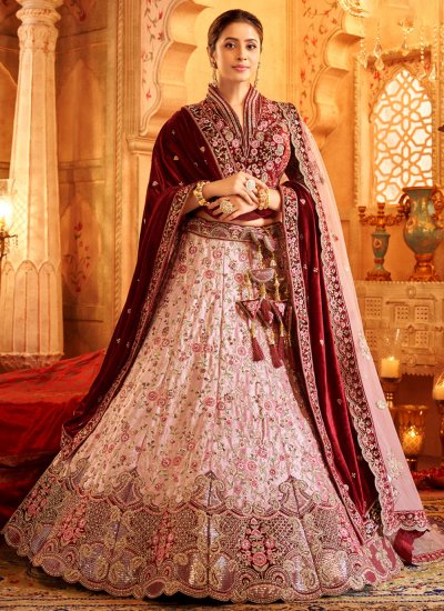 Ravishing Pink Handwork Trendy Lehenga Choli
