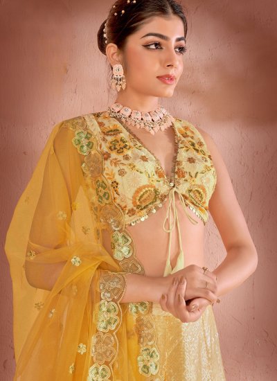Raw Silk Sequins Lehenga Choli in Multi Colour