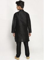 Refreshing Black Art Dupion Silk Plain Kurta Pyjama