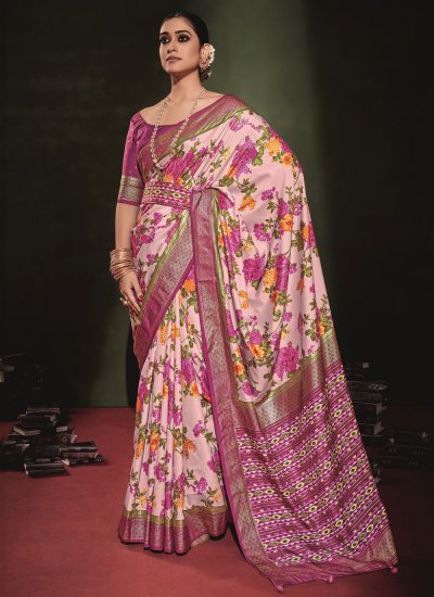 Renowned Tussar Silk Off White and Purple Saree