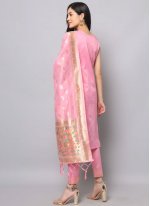 Rose Pink Jacquard Work Silk Salwar Suit