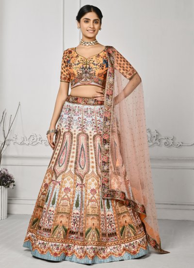 Satin Silk Multi Colour Swarovski Designer Lehenga Choli