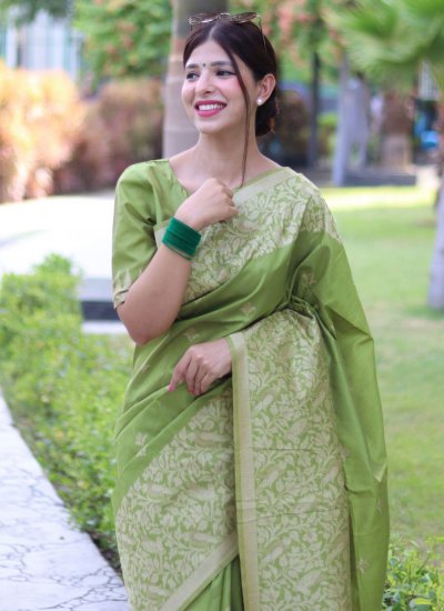 Sea Green Color Trendy Saree