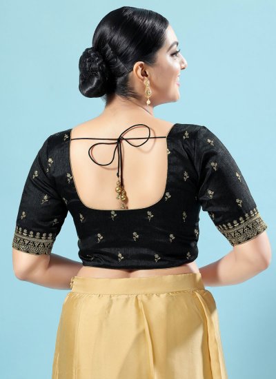 Silk Black Embroidered Blouse