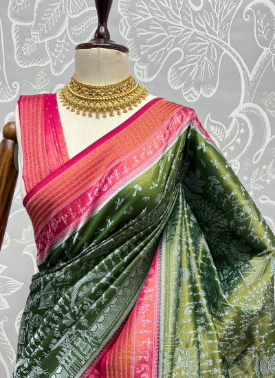 Silk Contemporary Saree in Green