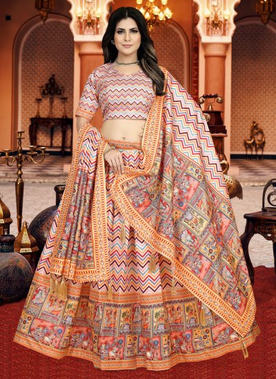 Silk Designer Lehenga Choli in Orange