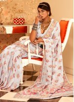 Silk Designer Saree in White