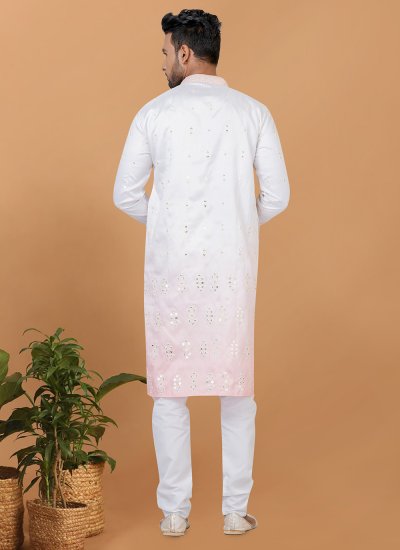 Silk Kurta Pyjama in White