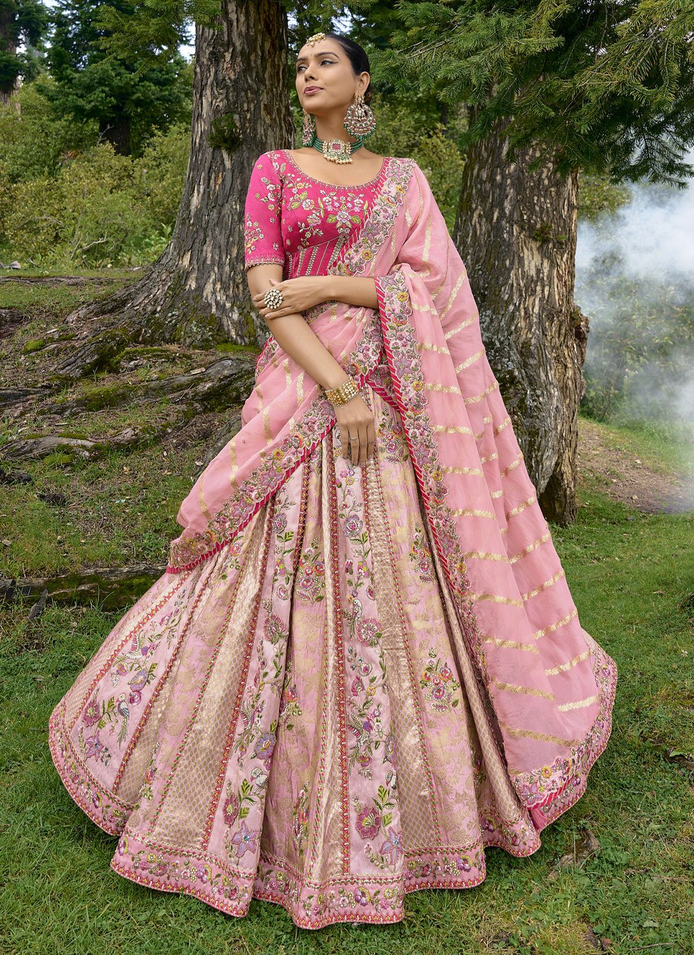 Buy HALFSAREE STUDIO Pink Party wear Simple Lehenga Choli in Net Online at  Best Prices in India - JioMart.