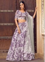 Silk Purple and White Designer Lehenga Choli