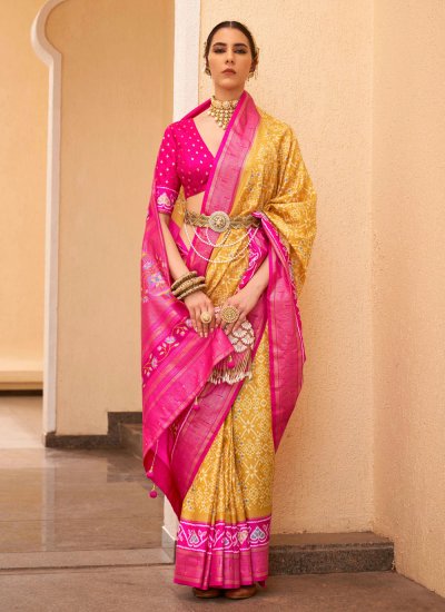 Silk Trendy Saree in Yellow