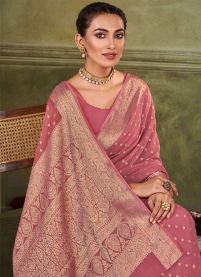 Specialised Woven Silk Pink Saree
