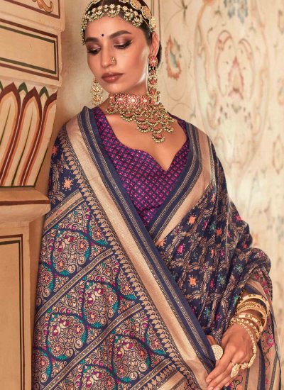 Spectacular Woven Silk Purple Trendy Saree