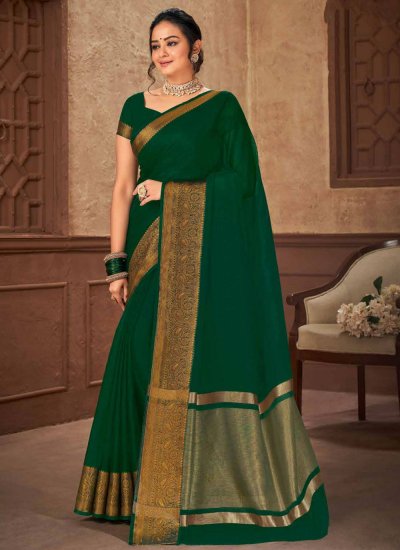 Spellbinding Woven Green Trendy Saree