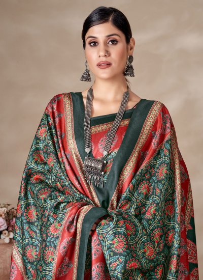 Stunning Digital Print Pashmina Multi Colour Trendy Saree