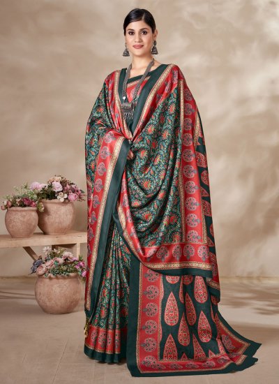 Stunning Digital Print Pashmina Multi Colour Trendy Saree