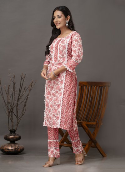 Thrilling Pink Rayon Pant Style Suit