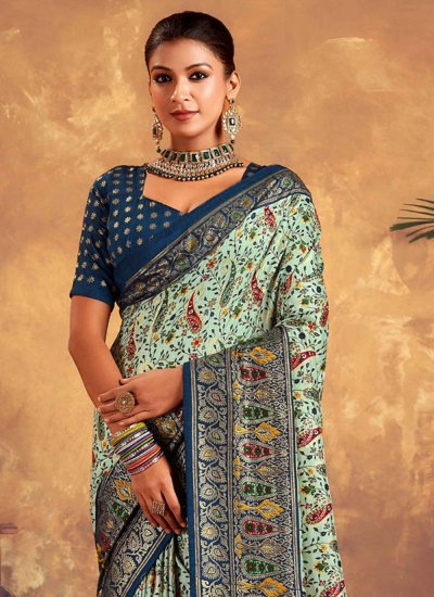 Tussar Silk Designer Saree in Multi Colour