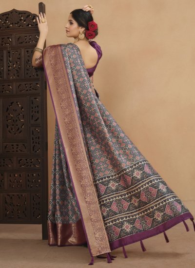 Tussar Silk Multi Colour Trendy Saree