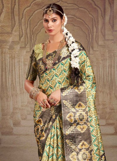 Tussar Silk Saree in Multi Colour