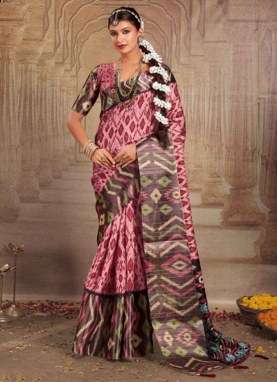 Tussar Silk Trendy Saree in Pink