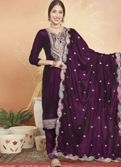 Velvet Purple Salwar Suit