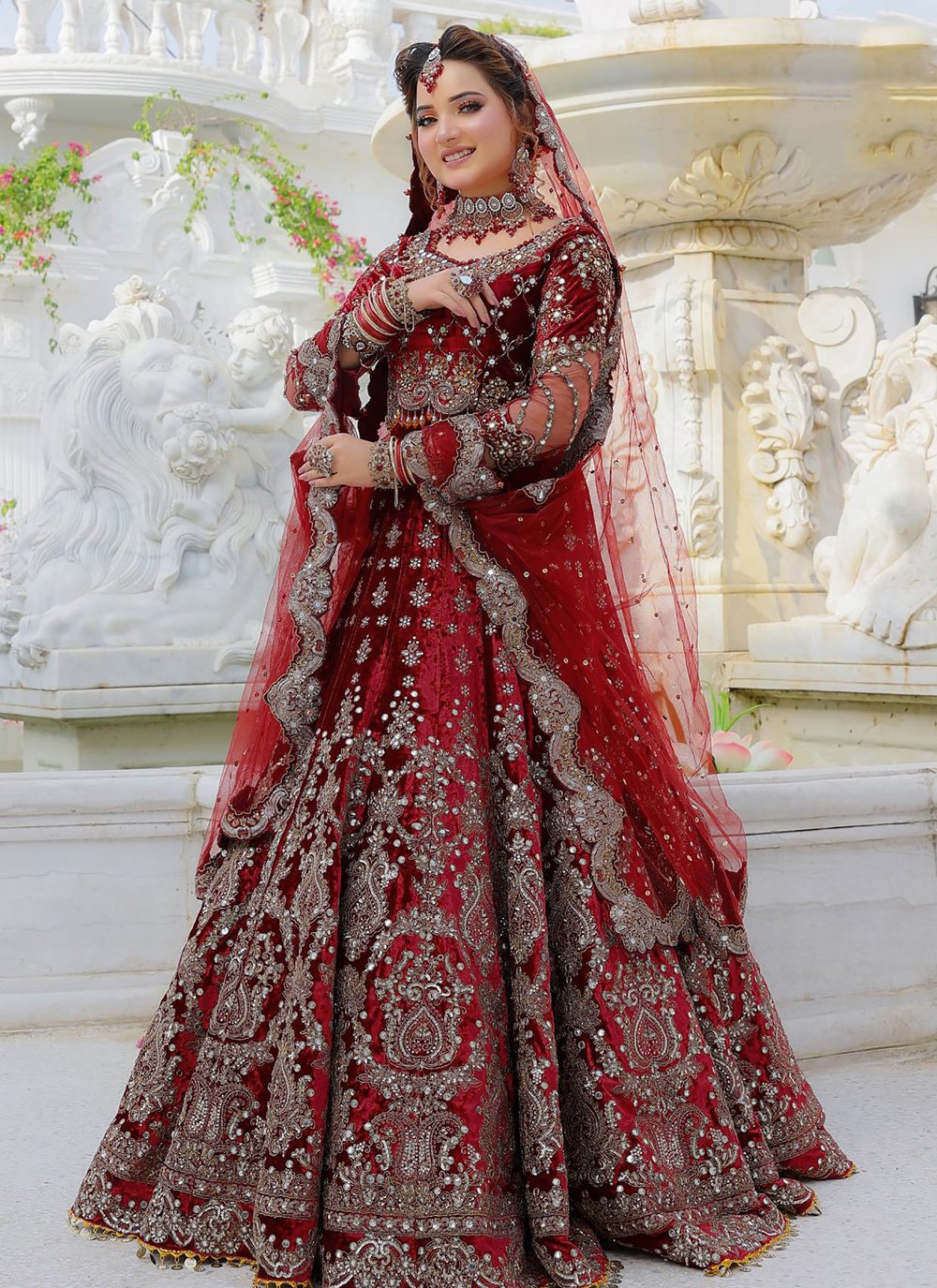 Stunning Bridal Maroon Lehenga with Finesse of Golden Embroidery at Rs  18060.00 in Mumbai | ID: 2853228577955