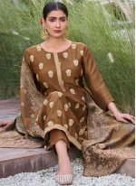 Winsome Brown Jacquard Work Trendy Salwar Suit