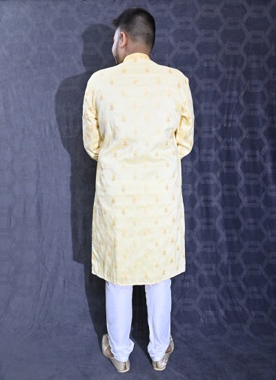 Yellow Silk Kurta Pyjama